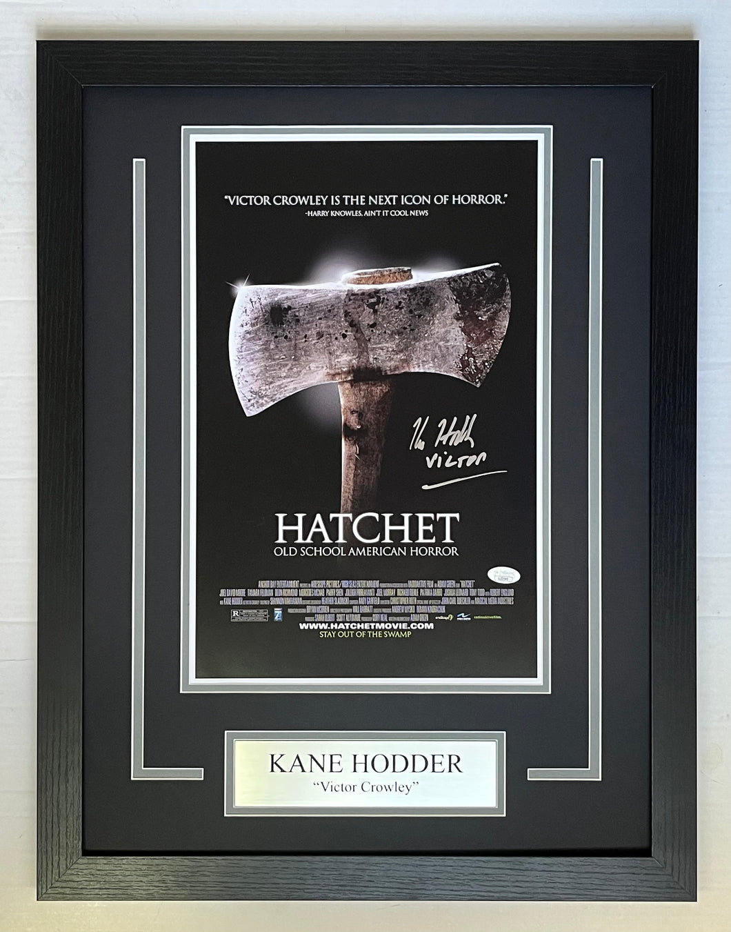 Kane Hodder Autograph Signed Hatchet 11x17 Movie Poster Framed Display