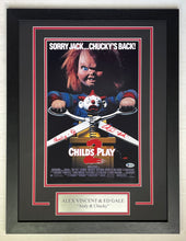 Load image into Gallery viewer, Alex Vincent &amp; Ed Gale autographed signed CHILDS PLAY 11x17 Movie Poster Framed Display
