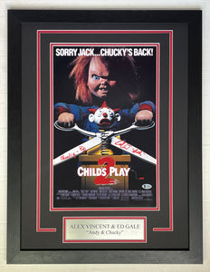 Alex Vincent & Ed Gale autographed signed CHILDS PLAY 11x17 Movie Poster Framed Display