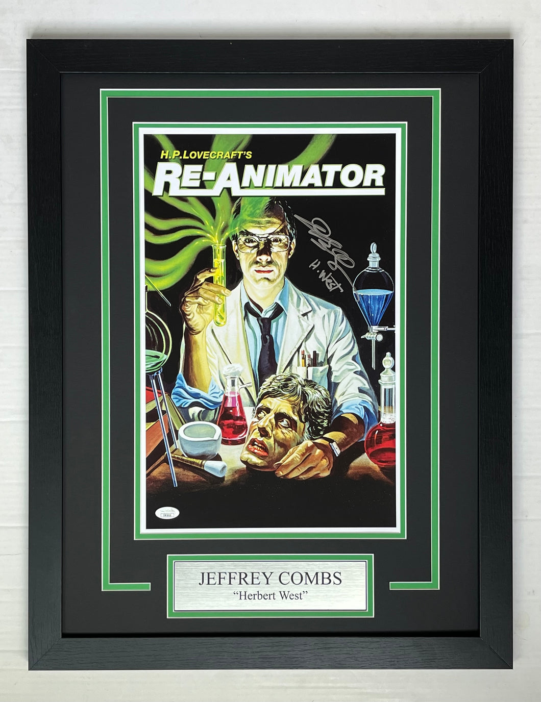 Jeffrey Combs autograph signed RE-ANIMATOR 11x17 Movie Poster Framed Display