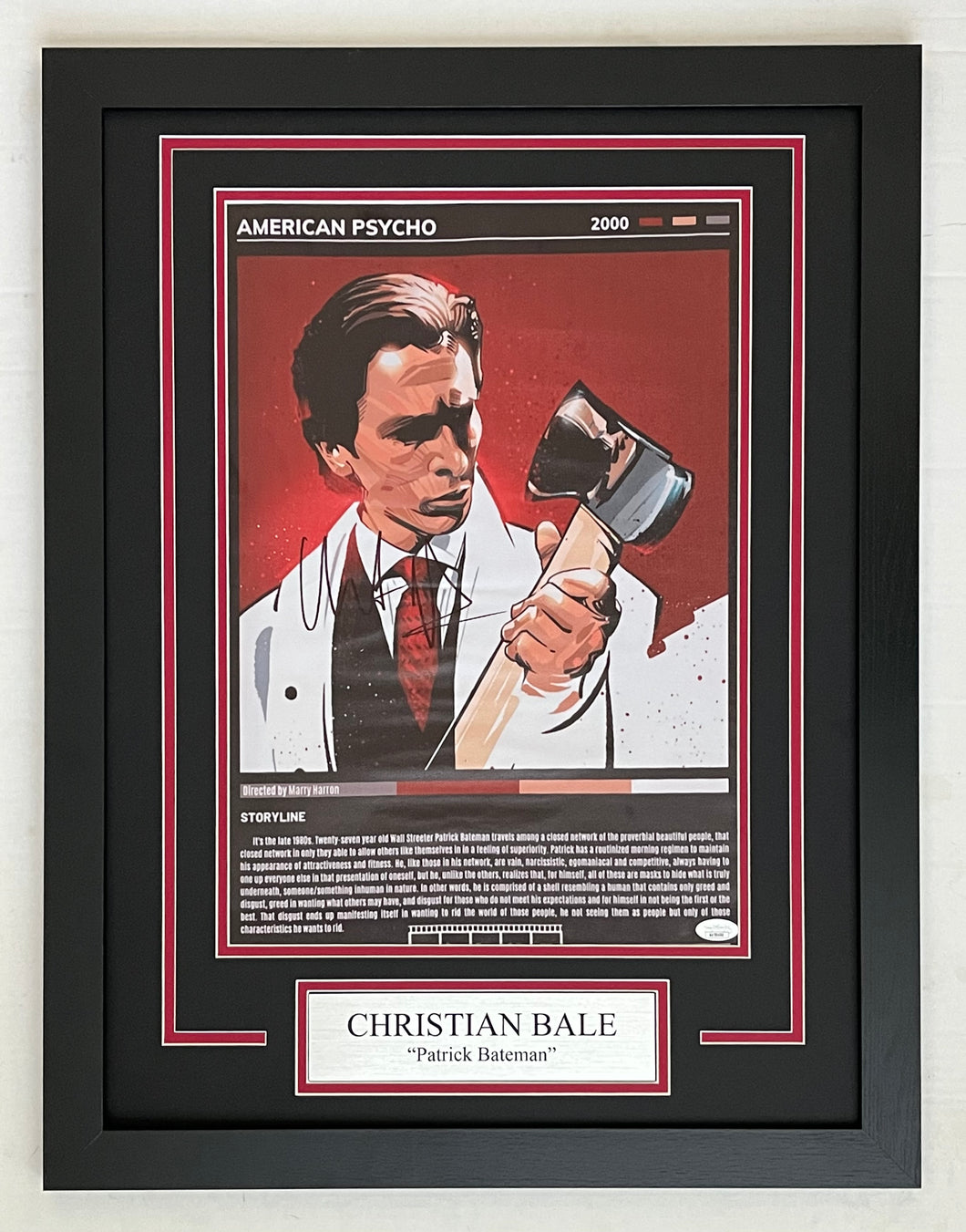 Christian Bale Autograph Signed American Psycho 12x18 Movie Poster Framed Display