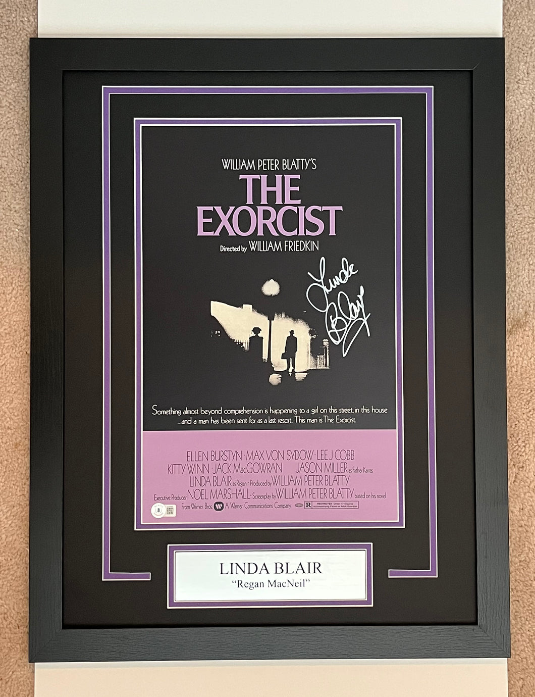 Linda Blair Autographed The Exorcist 11x17 Movie Poster Framed Display