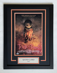 Quinn Lord Autograph Signed Trick R Treat 11x17 Movie Poster Framed