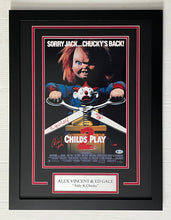 Load image into Gallery viewer, Alex Vincent &amp; Ed Gale autographed signed CHILDS PLAY 11x17 Movie Poster Framed Display
