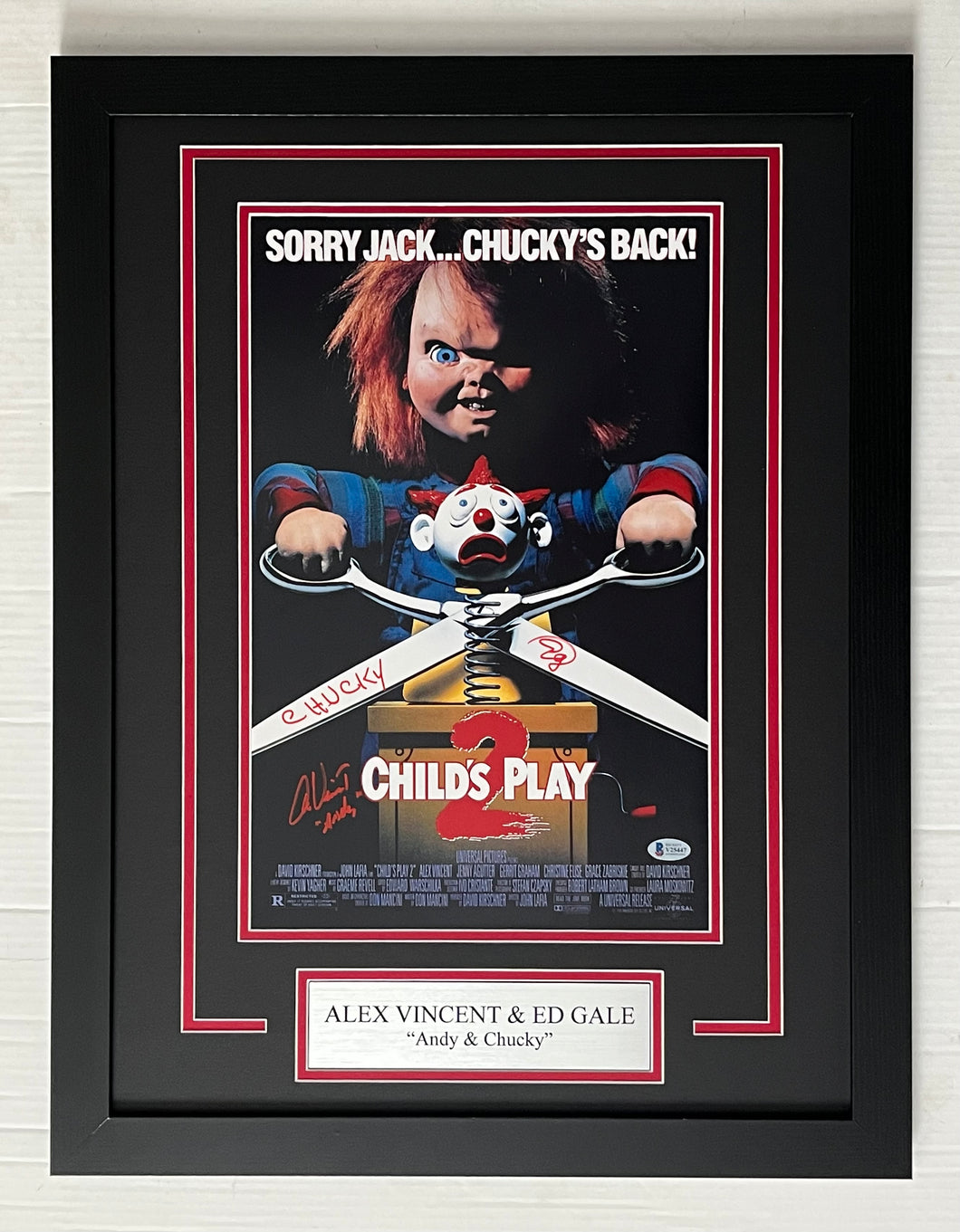Alex Vincent & Ed Gale autographed signed CHILDS PLAY 11x17 Movie Poster Framed Display