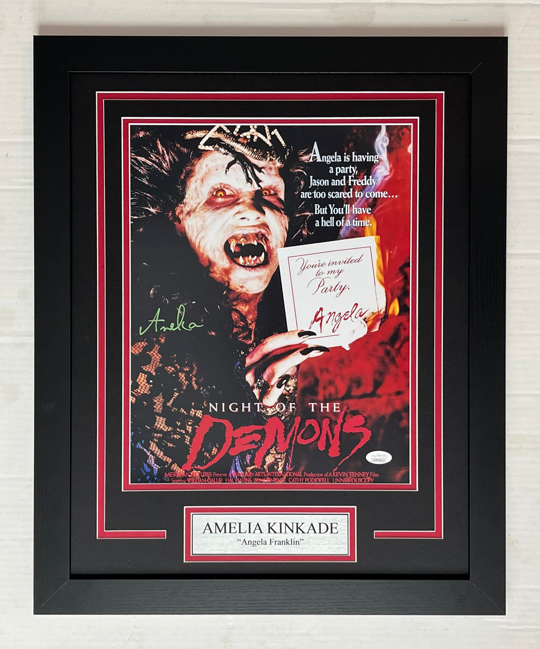Amelia Kinkade autograph signed NIGHT Of THE DEMONS 11x14 Framed Movie Display