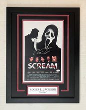 Load image into Gallery viewer, Roger L Jackson signed autographed Scream 11x17 Movie Poster Framed Display
