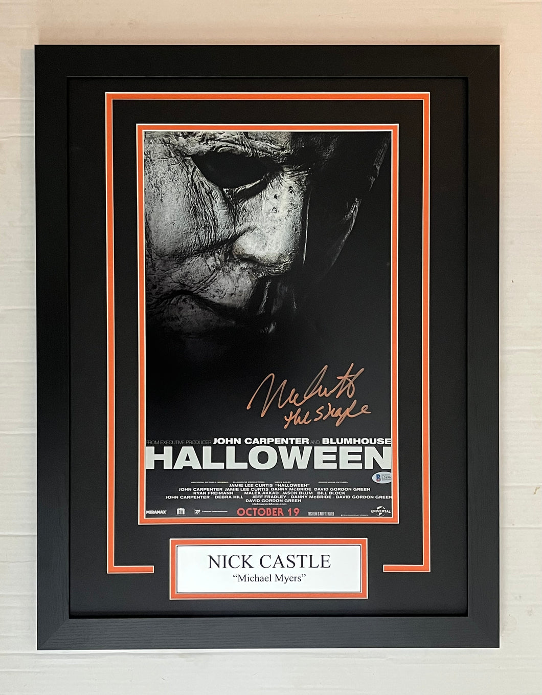 Nick Castle Autograph Signed HALLOWEEN 12x18 Movie Poster Framed Display
