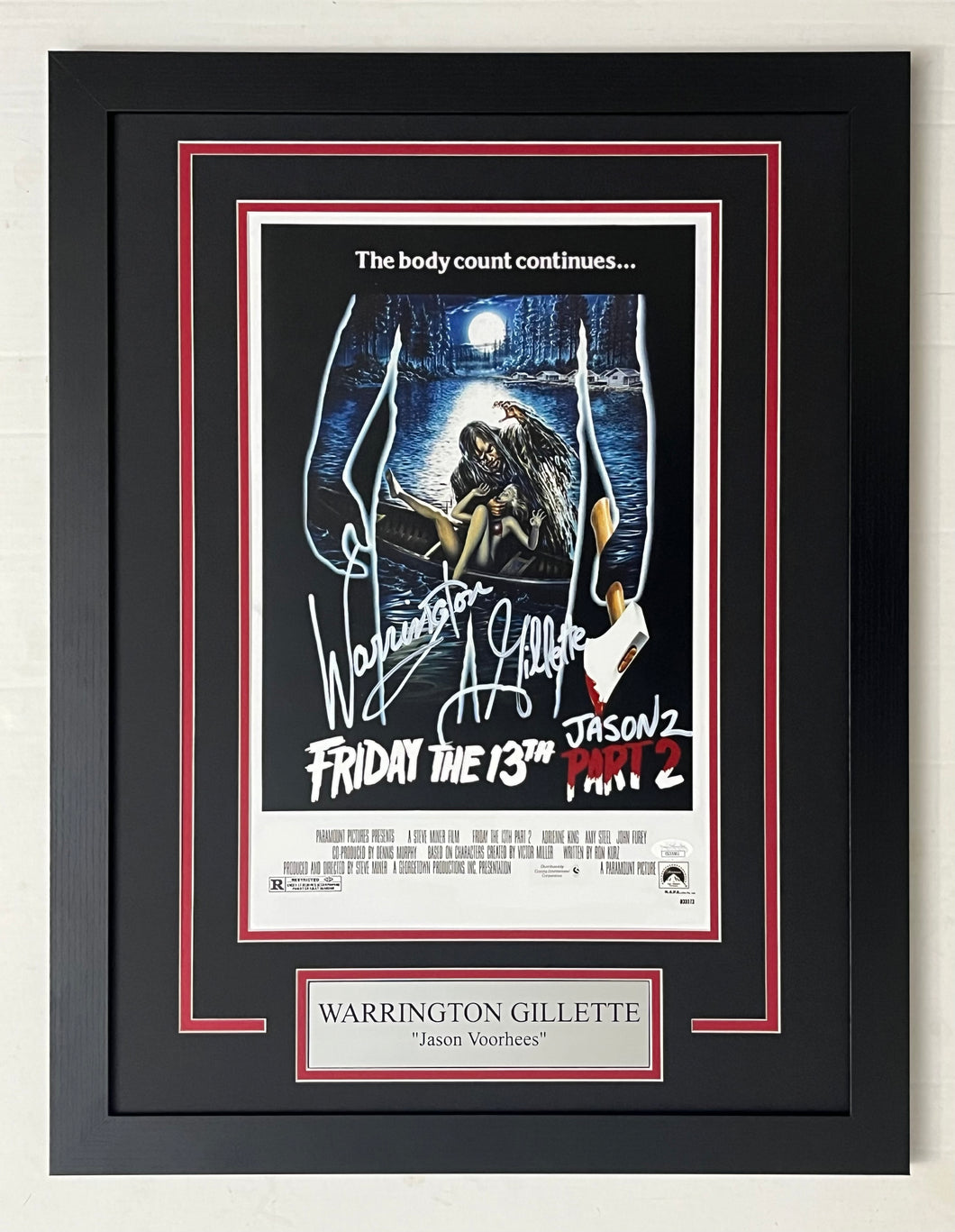 Warrington Gillette Autograph Signed Friday the 13th Part 2 Movie Poster 11x17