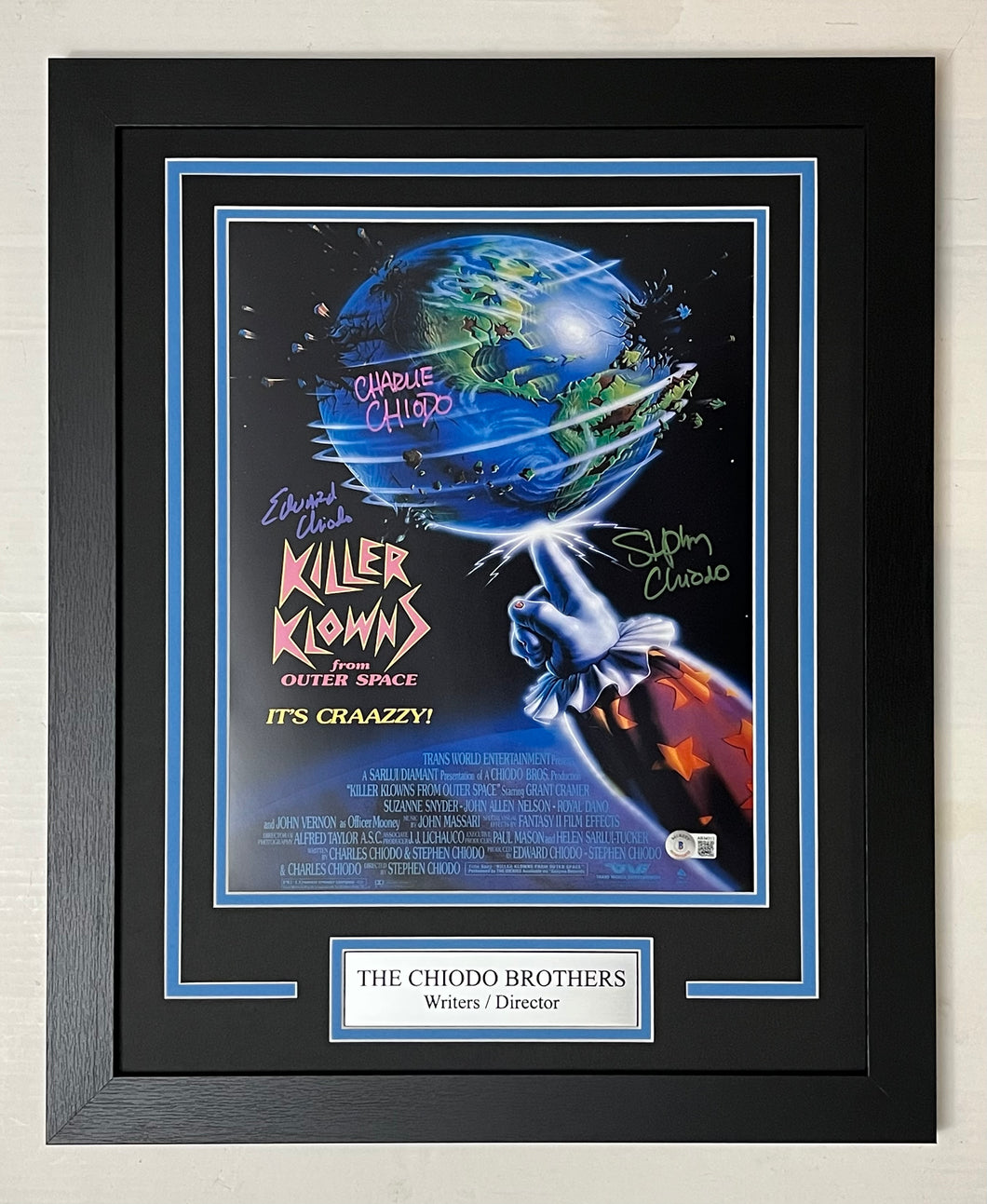 The Chiodo Brothers Signed Killer Klowns From Outer Space 11x14 Movie Poster Framed Display