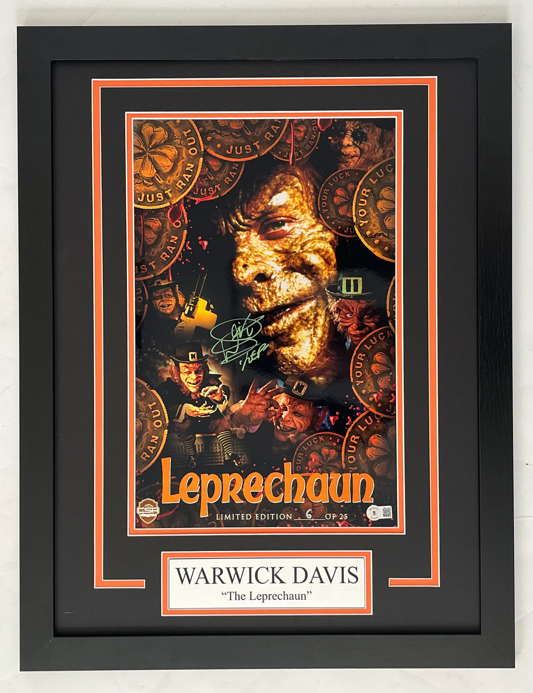 Warwick Davis Autograph Signed LEPRECHAUN 11x17 Movie Poster Framed Display